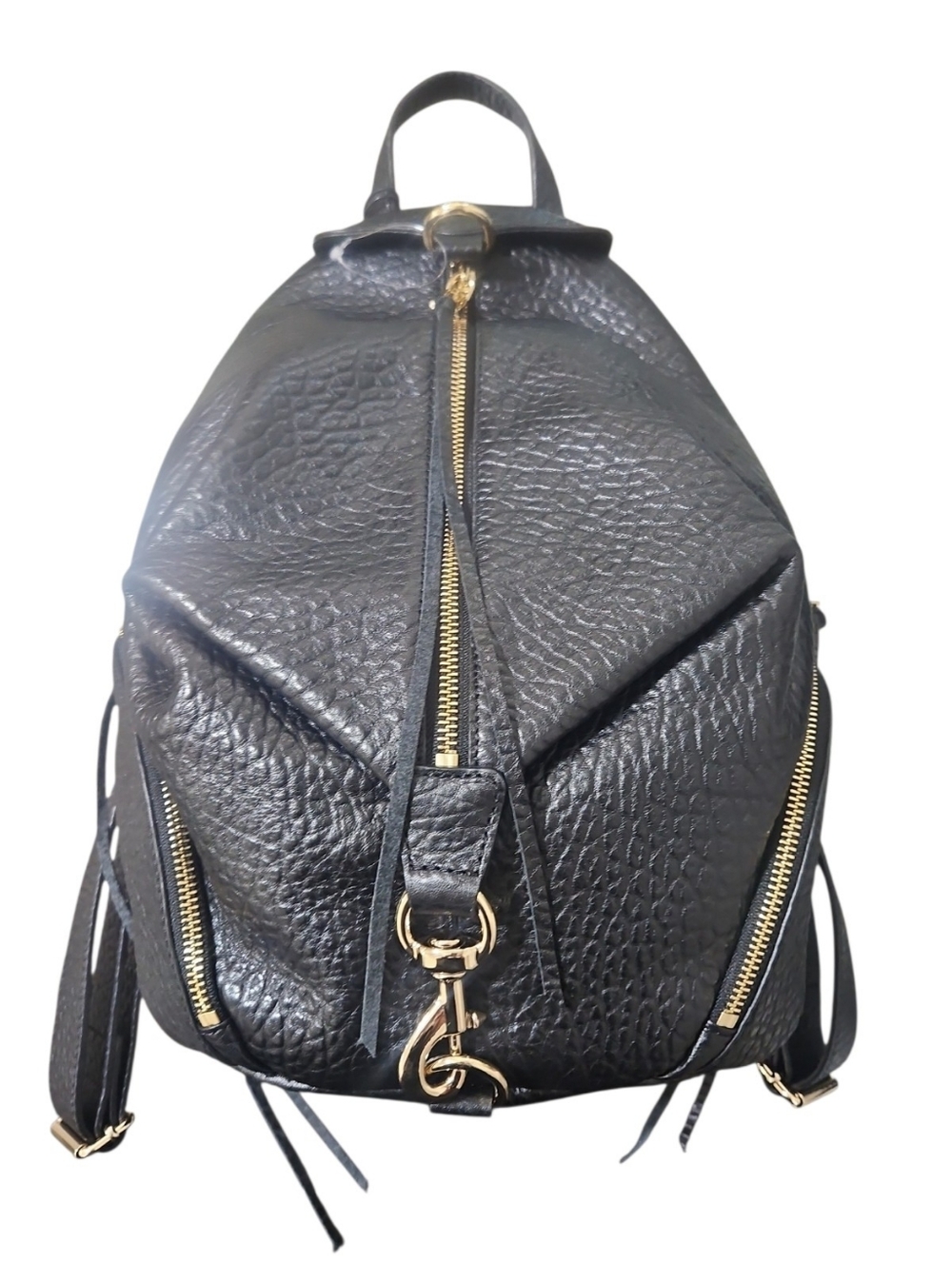 Rebecca Minkoff Julian Black Pebbled Leather Backpack - Gold Hardware NWT - Picture 9 of 15